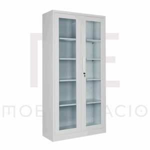 GABINETE CON PUERTAS COMPLETAS DE VIDRIO 1.80 MC BLANCO ARMADO