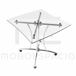 MESA PALERMO CRISTAL CON BASE CROMADA 726C