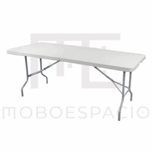 MESA PLEGABLE RECTANGULAR 2 SECCIONES 1.83×76 PLASTICO BLANCO