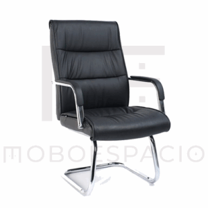 SILLA DE VISITA MAGNUS PIEL COLOR NEGRO BASE CROMADA