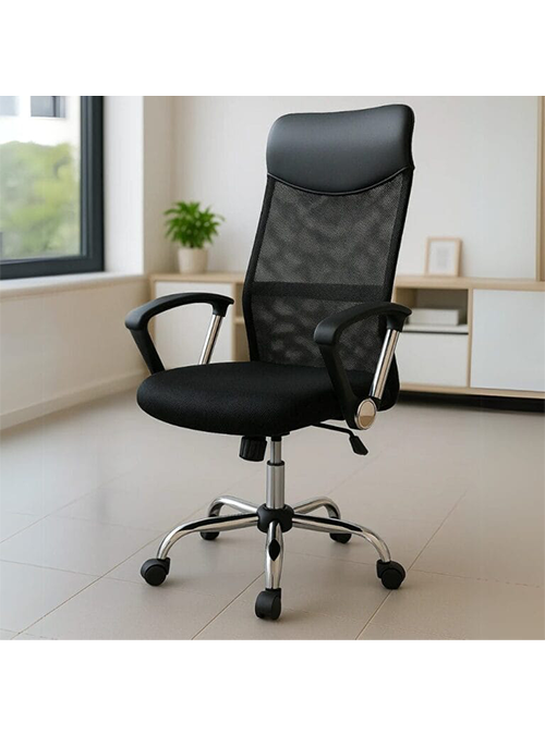 Silla Ejecutiva E103 Mesh y Tela Color Negro Base Cromada 1.1