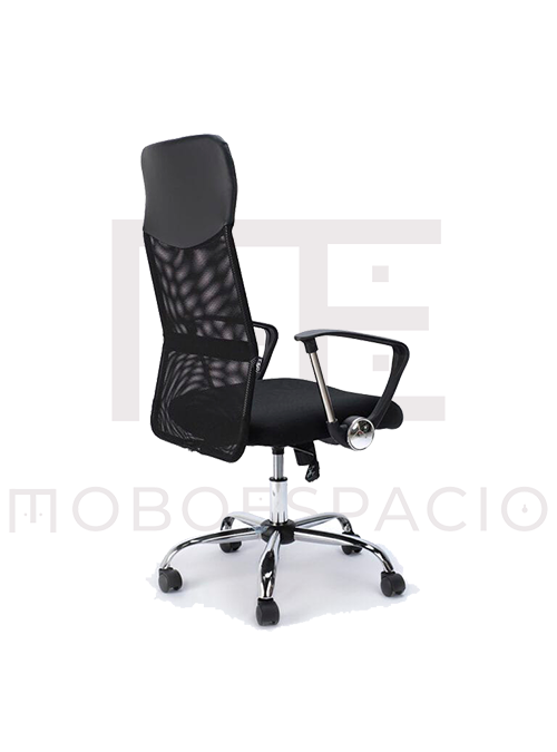 Silla Ejecutiva E103 Mesh y Tela Color Negro Base Cromada 1.3
