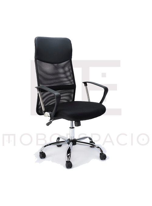 Silla Ejecutiva E103 Mesh y Tela Color Negro Base Cromada 1.4