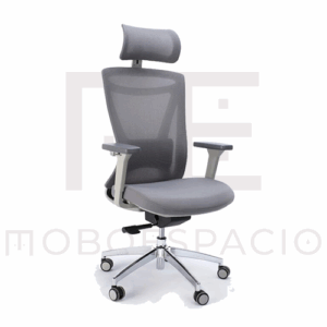 Silla Ejecutiva H8 Mesh y Tela Gris Base Cromada 1.2
