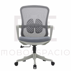 SILLA OPERATIVA ORGANIC MESH Y TELA GRIS ESTRUCTURA BLANCA