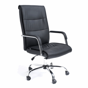 SILLON EJECUTIVO MAGNUS PIEL COLOR NEGRO BASE CROMADA