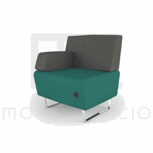 SILLON RECTO MOD. 912 ASIENTO COLOR LUX NEGRO SOLIDO RESPALDO Y DESCANZABRAZOS DERECHO TELA