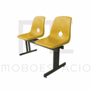 BANCA TANDEM DE 2 PLAZAS DE CONCHA DE POLIPROPILENO AMARILLO