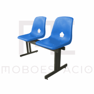 BANCA TANDEM DE 2 PLAZAS DE CONCHA DE POLIPROPILENO AZUL