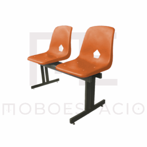 BANCA TANDEM DE 2 PLAZAS DE CONCHA DE POLIPROPILENO NARANJA