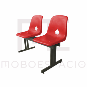 BANCA TANDEM DE 2 PLAZAS DE CONCHA DE POLIPROPILENO ROJO