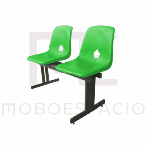 BANCA TANDEM DE 2 PLAZAS DE CONCHA DE POLIPROPILENO VERDE