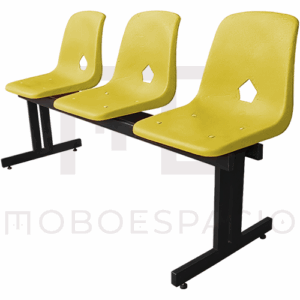 BANCA TANDEM DE 3 PLAZAS DE CONCHA DE POLIPROPILENO AMARILLO