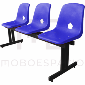 BANCA TANDEM DE 3 PLAZAS DE CONCHA DE POLIPROPILENO AZUL