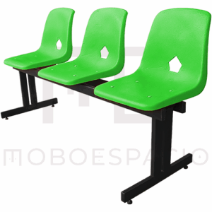 BANCA TANDEM DE 3 PLAZAS DE CONCHA DE POLIPROPILENO VERDE
