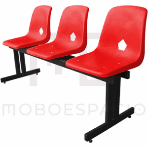 BANCA TANDEM DE 3 PLAZAS DE CONCHA DE POLIPROPILENO roja
