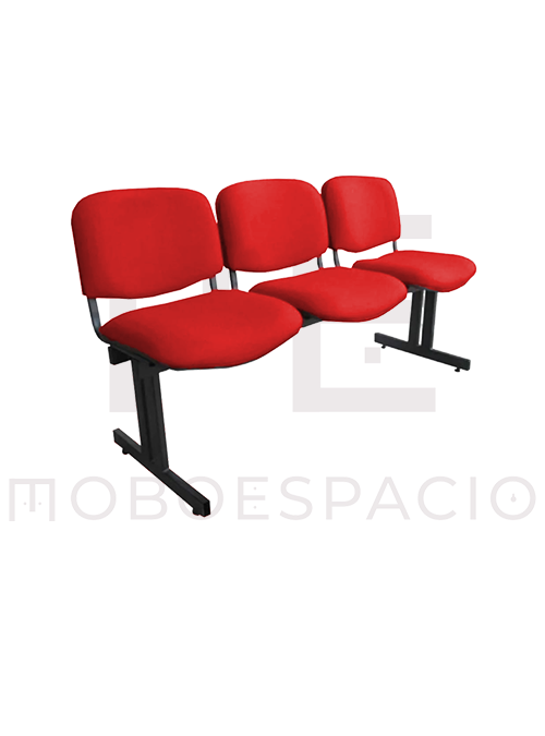 BANCA TANDEM DE 3 PLAZAS ISO tapizada ROJO