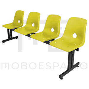 BANCA TANDEM DE 4 PLAZAS DE CONCHA DE POLIPROPILENO AMARILLO