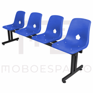 BANCA TANDEM DE 4 PLAZAS DE CONCHA DE POLIPROPILENO AZUL