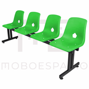 BANCA TANDEM DE 4 PLAZAS DE CONCHA DE POLIPROPILENO VERDE