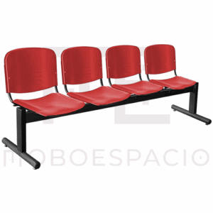 BANCA TANDEM DE 4 PLAZAS ISO PLASTIC ROJO