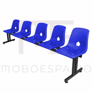 BANCA TANDEM DE 5 PLAZAS DE CONCHA DE POLIPROPILENO AZUL