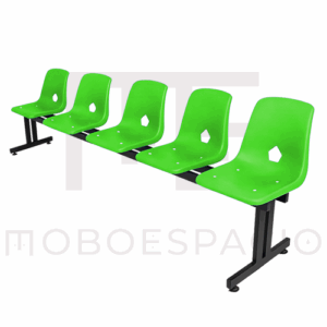 BANCA TANDEM DE 5 PLAZAS DE CONCHA DE POLIPROPILENO VERDE