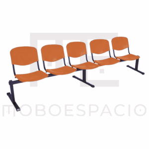 BANCA TANDEM DE 5 PLAZAS ISO PLASTIC NARANJA