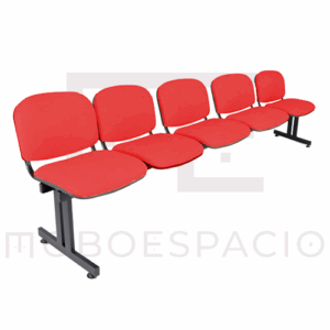 BANCA TANDEM DE 5 PLAZAS ISO tapizada ROJO