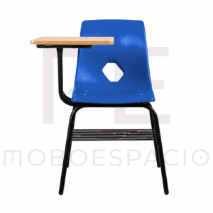 SILLA DE CONCHA DE POLIPROPILENO CON PALETA DE FORMAICA AZUL 5