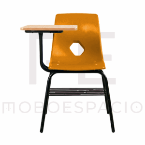 SILLA DE CONCHA DE POLIPROPILENO CON PALETA DE FORMAICA NARANJA 5