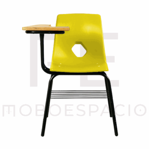 SILLA DE CONCHA DE POLIPROPILENO CON PALETA DE TRIPLAY AMARILLO 1 1