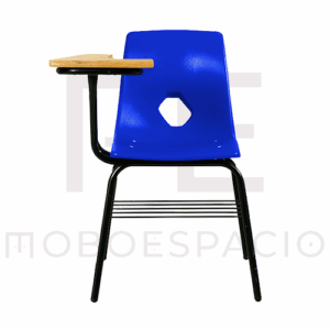 SILLA DE CONCHA DE POLIPROPILENO CON PALETA DE TRIPLAY AZUL 1 1