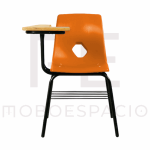 SILLA DE CONCHA DE POLIPROPILENO CON PALETA DE TRIPLAY NARANJA 1 1