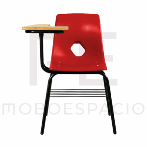 SILLA DE CONCHA DE POLIPROPILENO CON PALETA DE TRIPLAY ROJO 1 1
