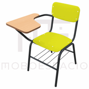 SILLA DE POLIPROPILENO EN 2 PIEZAS CON PALETA DE TRIPLAY O MELAMINA AMARILLO 1