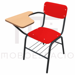 SILLA DE POLIPROPILENO EN 2 PIEZAS CON PALETA DE TRIPLAY O MELAMINA ROJO 1