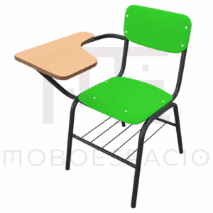 SILLA DE POLIPROPILENO EN 2 PIEZAS CON PALETA DE TRIPLAY O MELAMINA VERDE 1