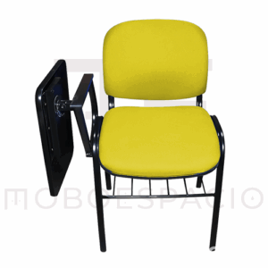 SILLA ISO TAPIZADA CON PALETA DE MELAMINA ABATIBLE AMARILLO 2
