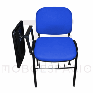 SILLA ISO TAPIZADA CON PALETA DE MELAMINA ABATIBLE AZUL 2