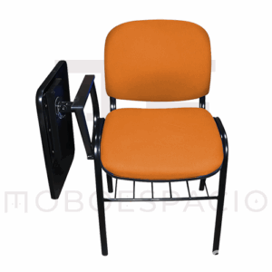 SILLA ISO TAPIZADA CON PALETA DE MELAMINA ABATIBLE NARANJA 2