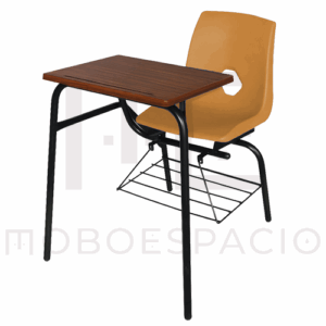 MESA BANCO DE CONCHA DE POLIPROPILENO CON MESA DE FORMAICA NARANJA