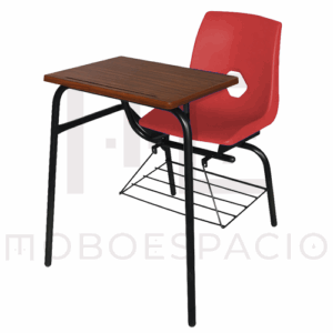 MESA BANCO DE CONCHA DE POLIPROPILENO CON MESA DE FORMAICA ROJA