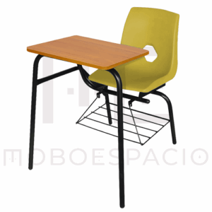 MESA BANCO DE CONCHA DE POLIPROPILENO CON MESA DE TRIPLAY AMARILLO