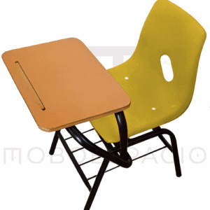 SILLA DE BACHILLER DE PALETA CUADRADA DE CONCHA DE POLIPROPILENO AMARILLO
