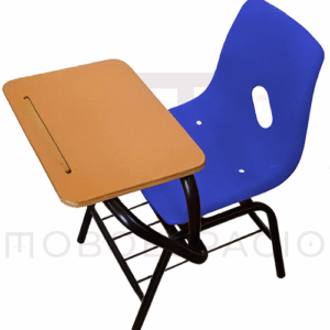 SILLA DE BACHILLER DE PALETA CUADRADA DE CONCHA DE POLIPROPILENO AZUL