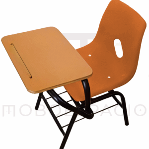 SILLA DE BACHILLER DE PALETA CUADRADA DE CONCHA DE POLIPROPILENO NARANJA