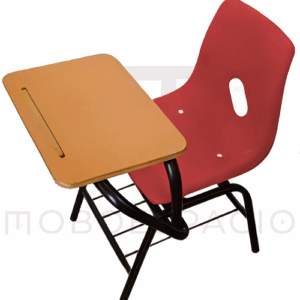 SILLA DE BACHILLER DE PALETA CUADRADA DE CONCHA DE POLIPROPILENO ROJA