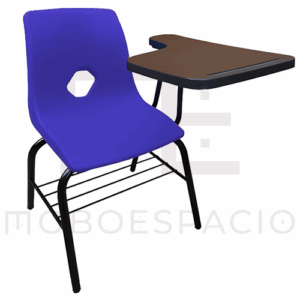 SILLA DE CONCHA DE POLIPROPILENO CON PALETA JUMBO AZUL
