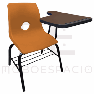 SILLA DE CONCHA DE POLIPROPILENO CON PALETA JUMBO NARANJA